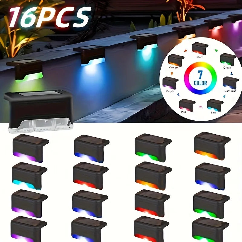 Solar Deck Lights Waterproof Outdoor Wall Lamps for Stairs Fence Patio Yard