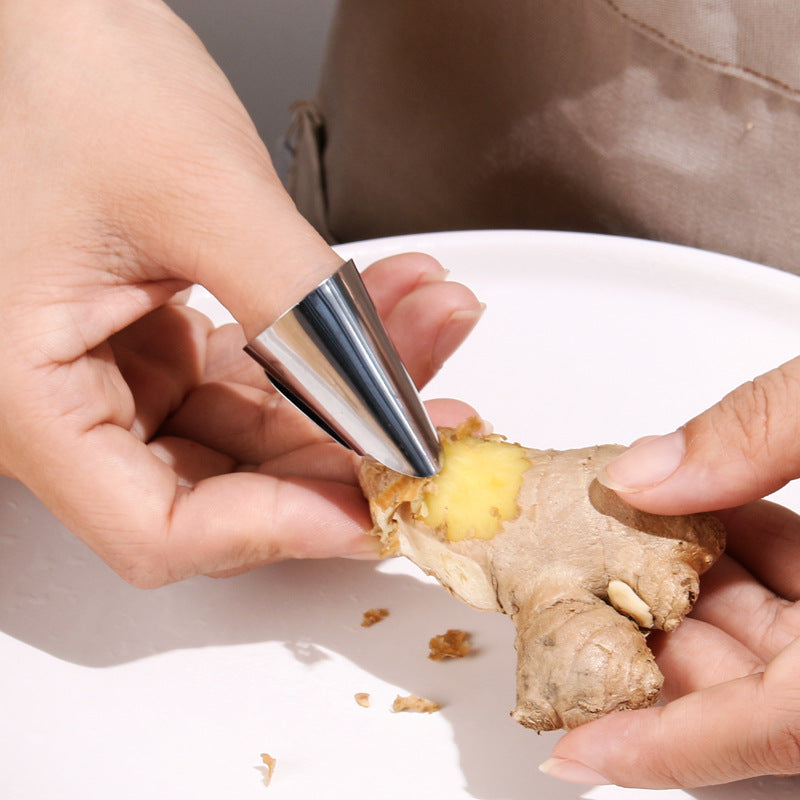 Stainless Steel Garlic Peeling Finger Protector - Nail Cover for Kitchen Use