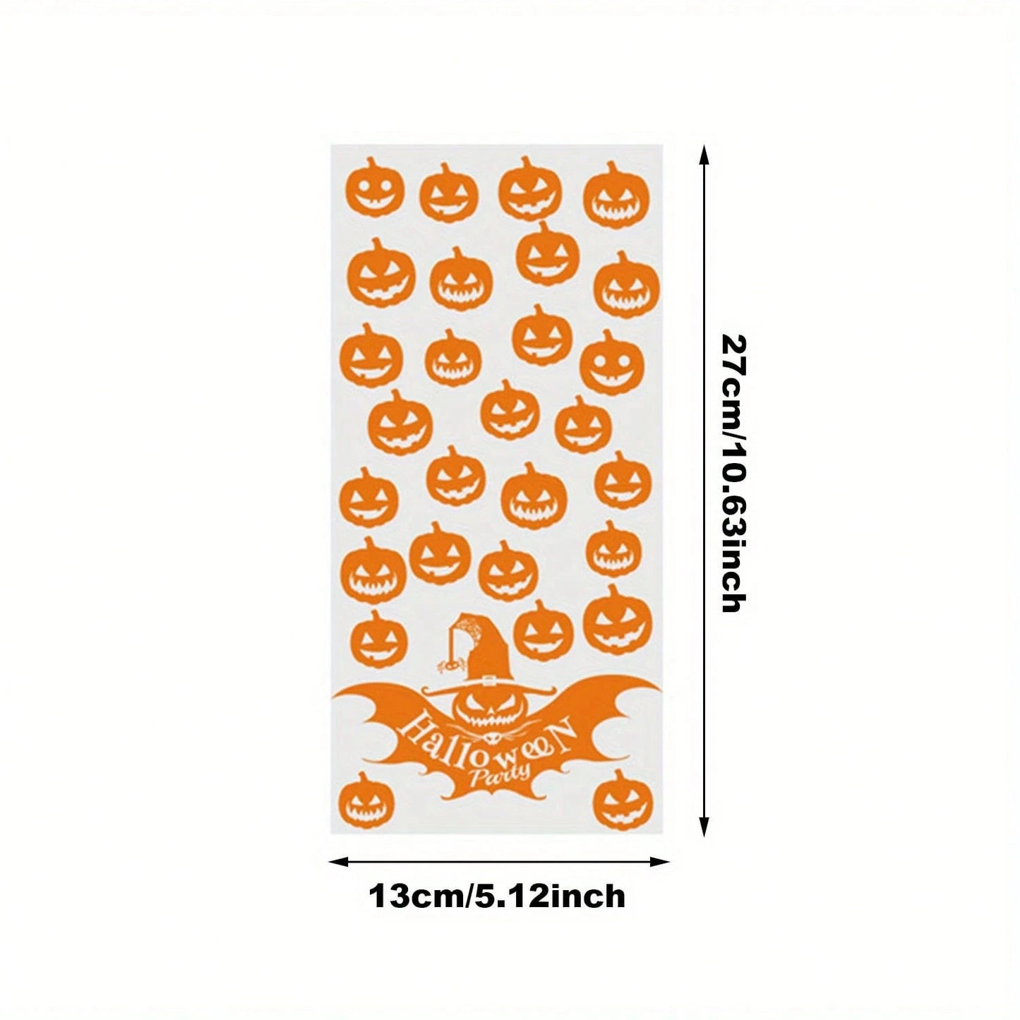 Halloween Gift Wrapping Bags - 200 Pcs Pumpkin & Bat Design
