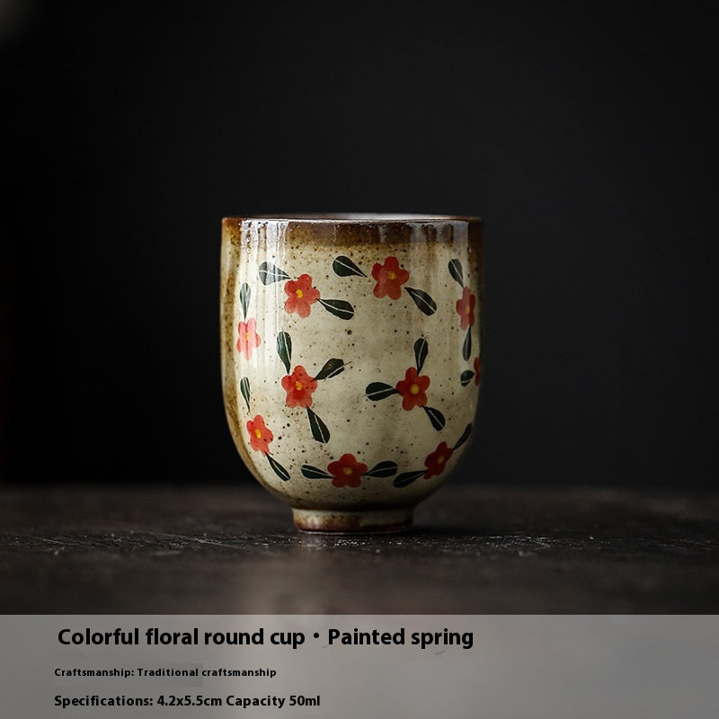 Small Floral Hand-Painted Ceramic Cup Set - Chinese Teaware, 50ml