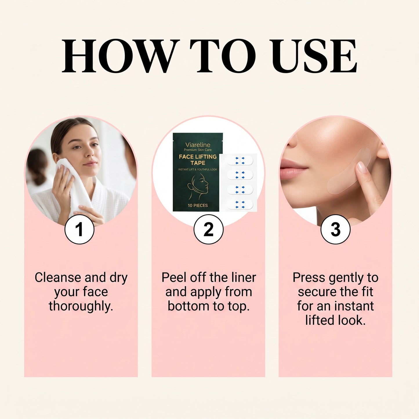 Face Lifting Tape 10PCS Invisible Skin Tightening Adhesive Strips