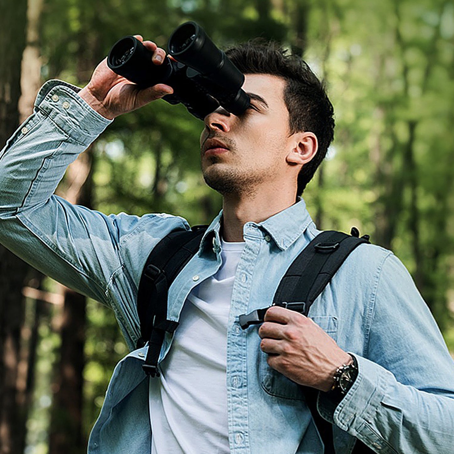 Portable Zoom Binoculars with Low Light Night Vision - Black
