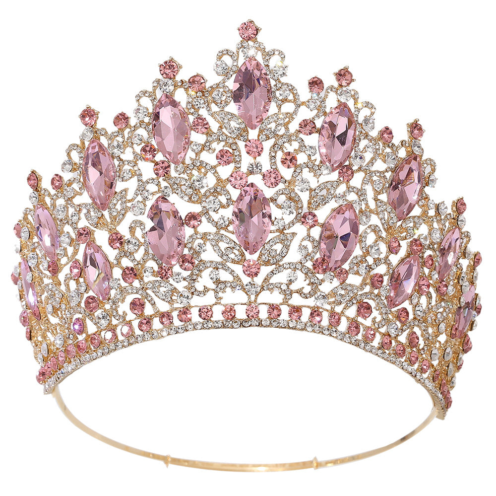 Elegant Bridal Crown Headpiece with Diamond-Accented Alloy Design - Multiple Colors