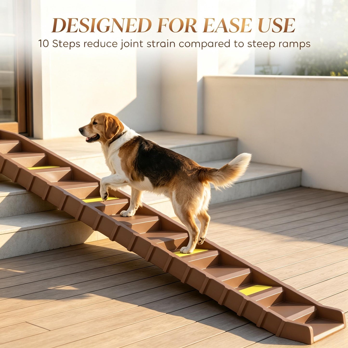 Foldable Dog Stairs Ramp for Cars, Trucks & SUVs - Brown