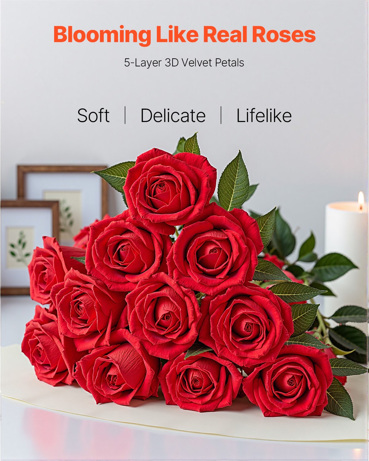 Artificial Red Roses Bouquet - 500 Lifelike Faux Flowers for Home Decor