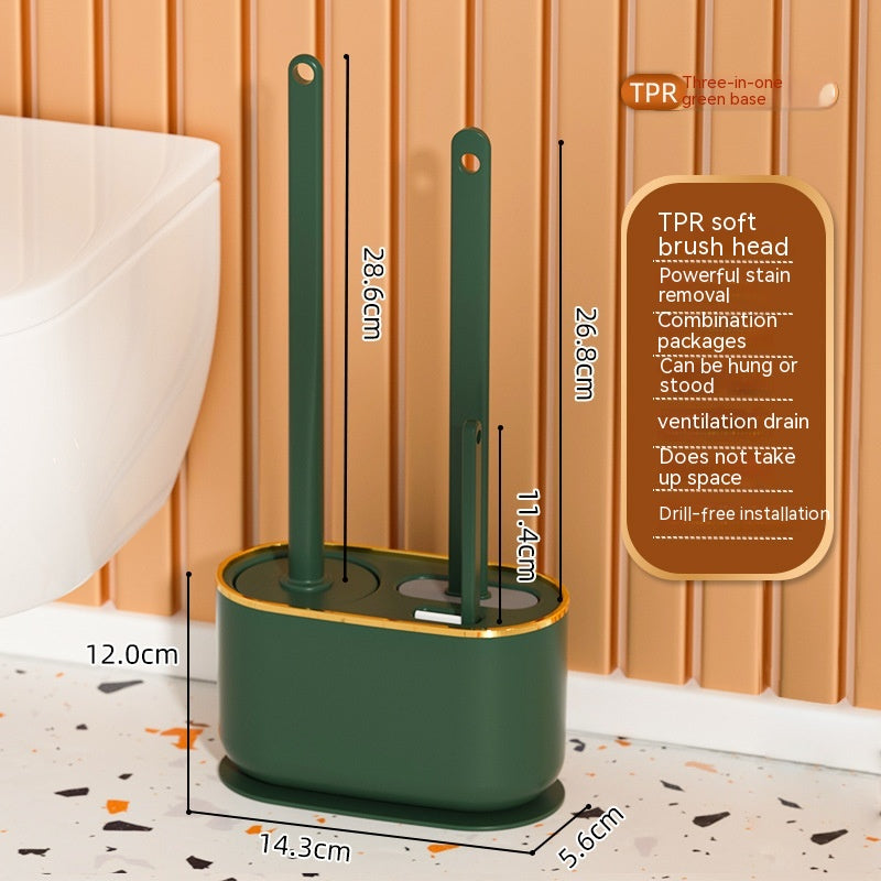 Silicone Toilet Brush Set with Long Handle and No Dead Angle Cleaning