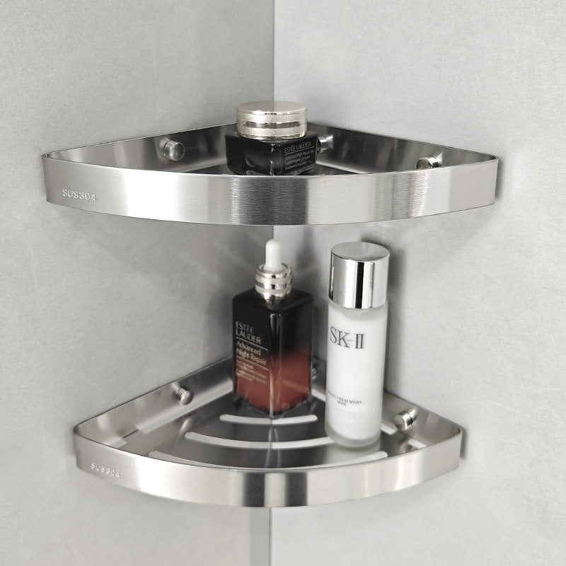No-Drill Stainless Steel Corner Shelf for Bathroom - Multiple Sizes & Finishes