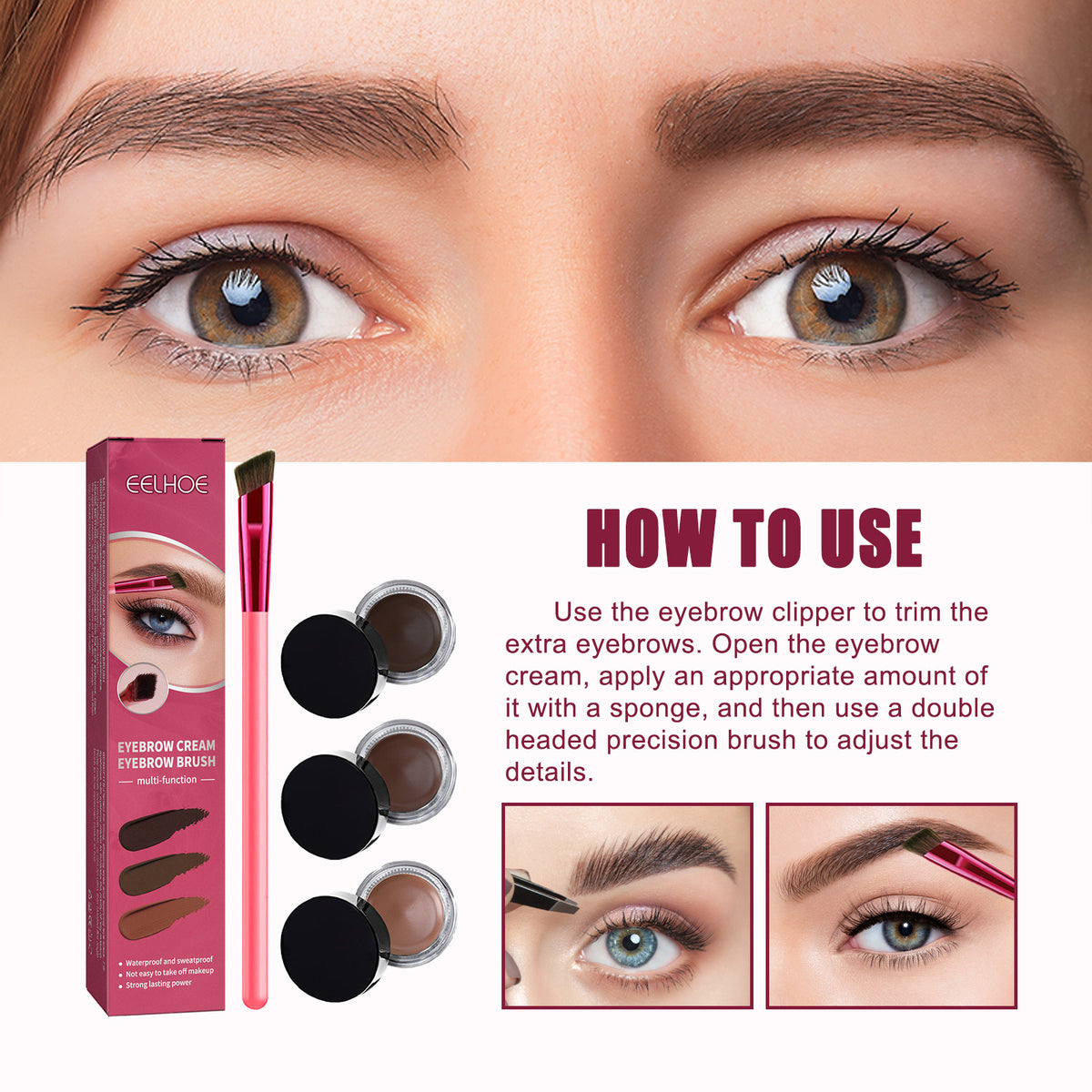 Multi-Function Eyebrow Brush Set for Shaping & Filling - Natural Finish