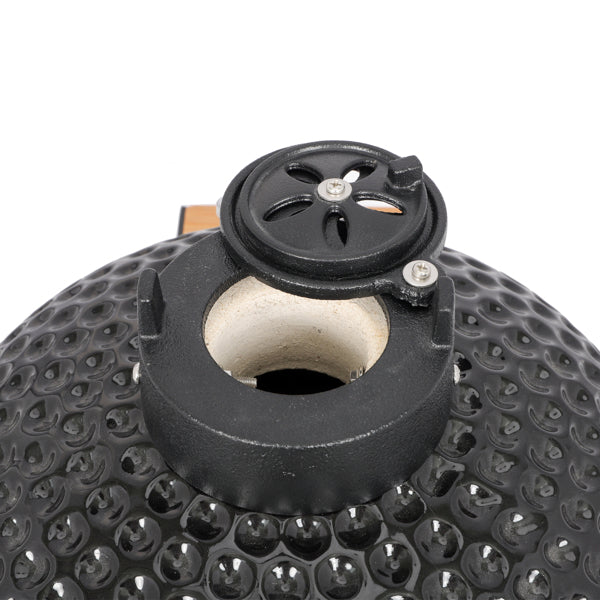 13in Round Charcoal Ceramic Grill Black for Outdoor Barbecue