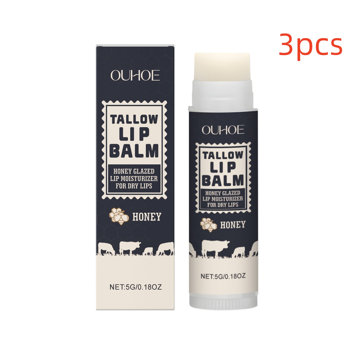 Butter Lipstick 5g - Hydrating Lip Balm with Honey & Vitamin E - Multiple Quantities