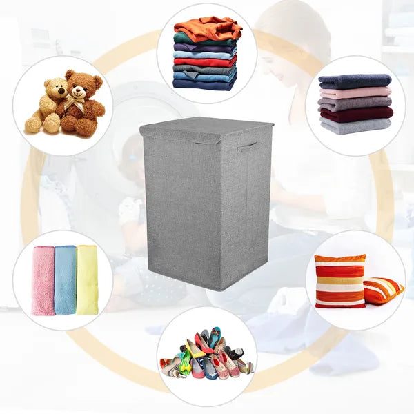 Foldable Laundry Hampers Washing Clothes Basket With Lid Handles
