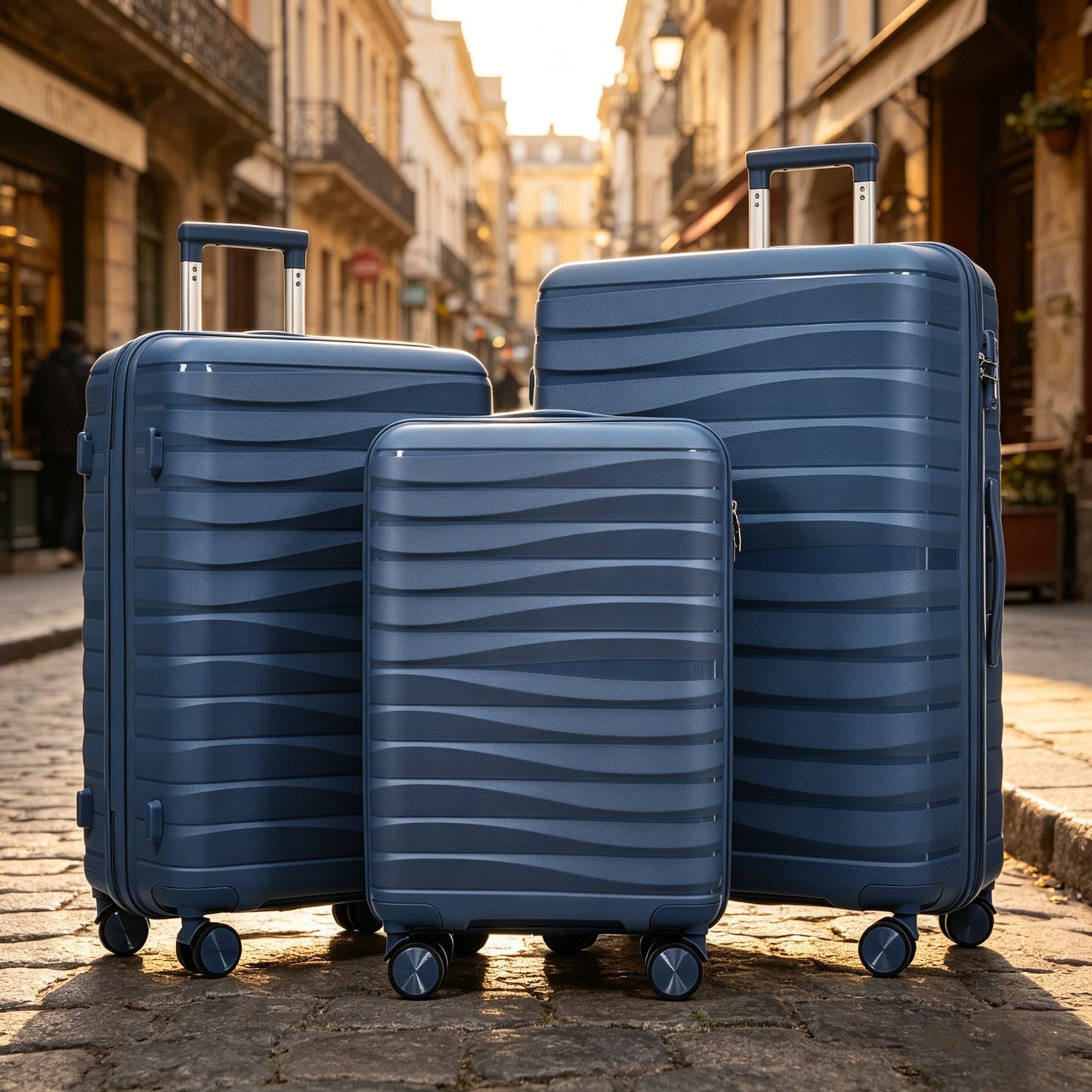 Premium 3-Piece Travel Luggage Set with TSA Locks - Blue