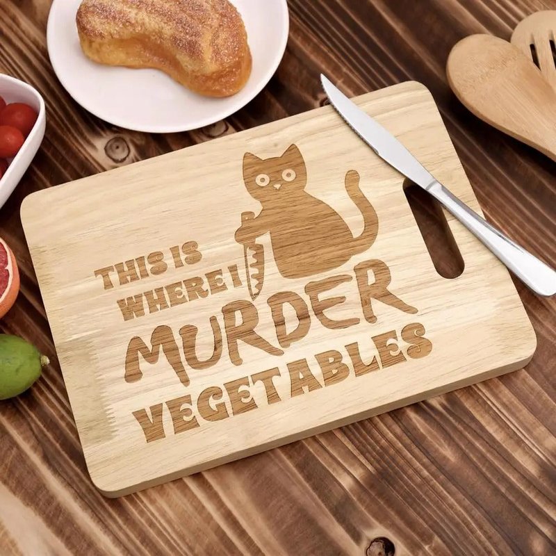Wall-Mounted Black Cat Shape Cutting Board - Portable Kitchen Tool, Rounded Rectangle 30x22cm