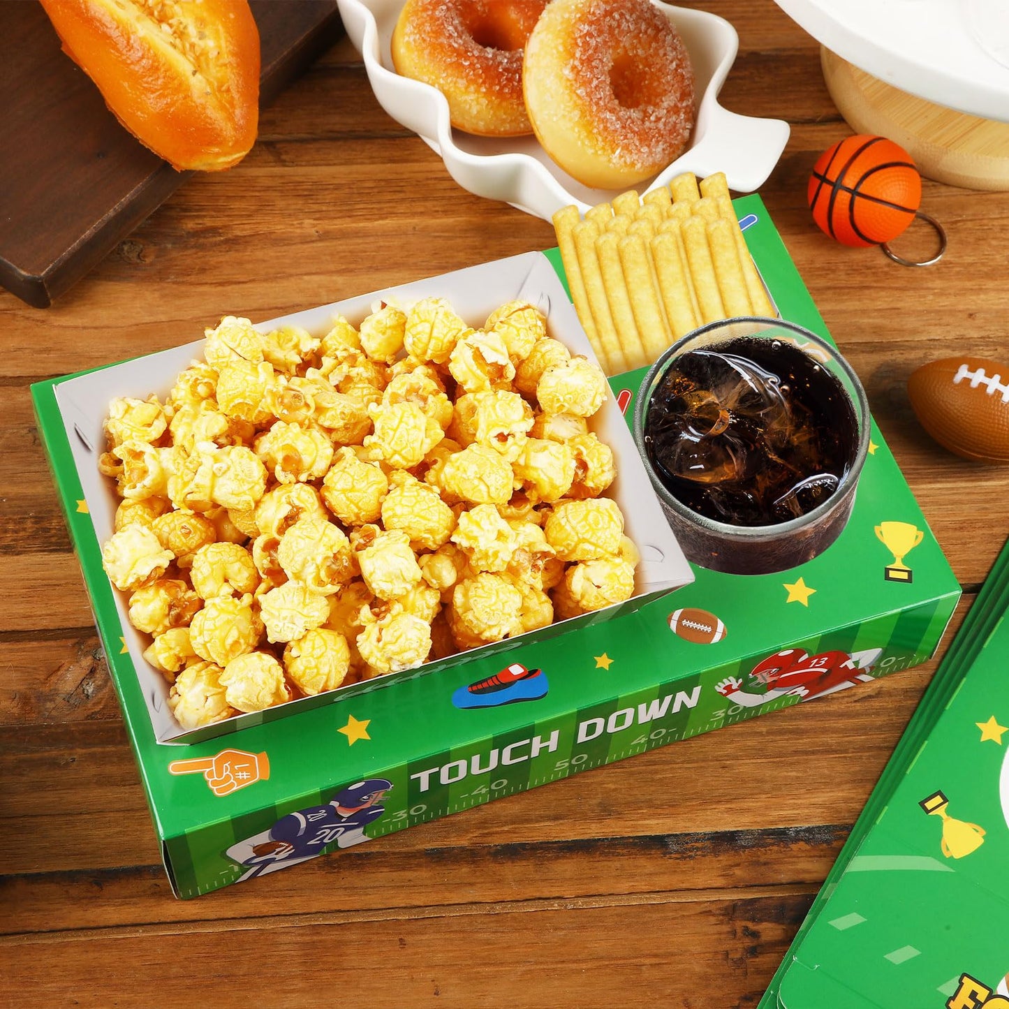 36-Piece Football Party Supplies Set - Snack Trays & Boxes