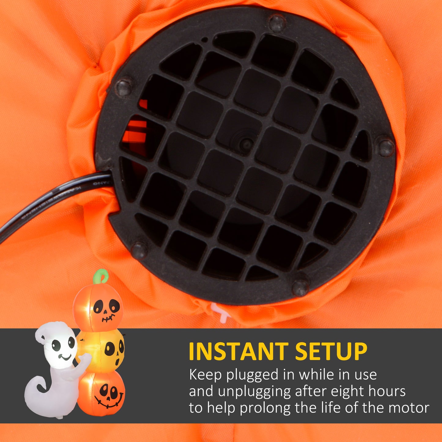 5ft Inflatable Halloween Ghost & Pumpkin Display with LED Lights