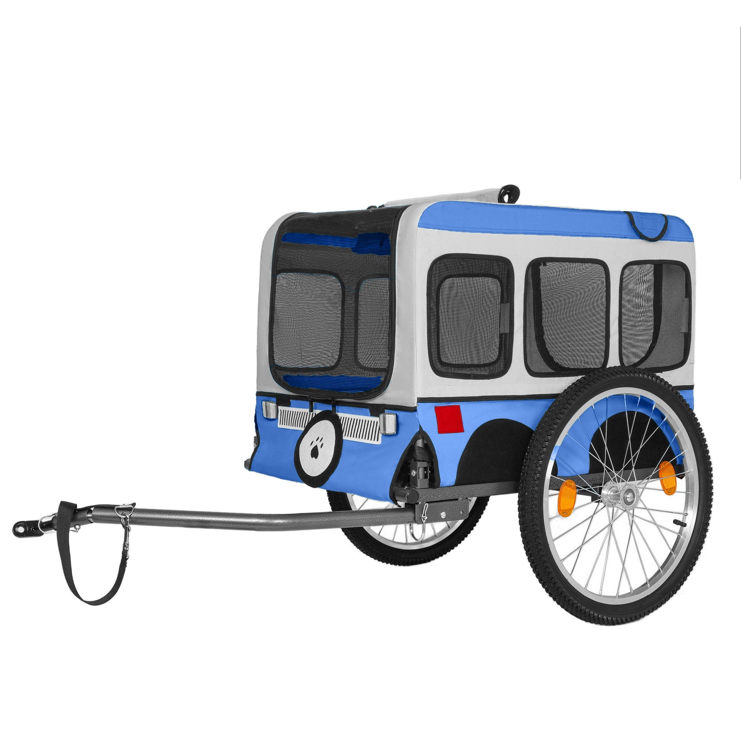 Heavy-Duty Folding Bike Trailer for Dogs with All-Terrain Wheels - Blue Gray