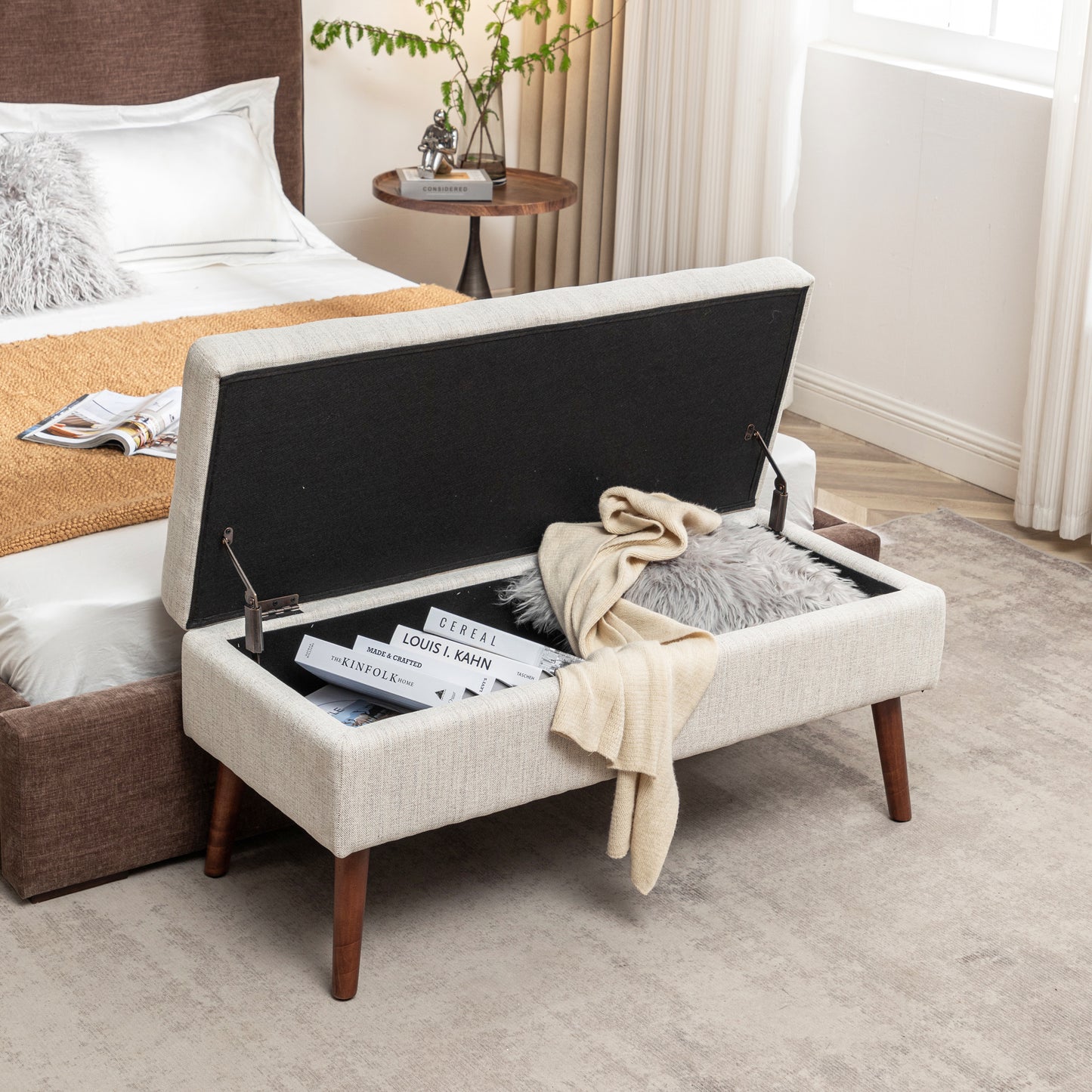 Storage Bench With For Bedroom End Of Bed Foot Entryway Ottoman 43.7W