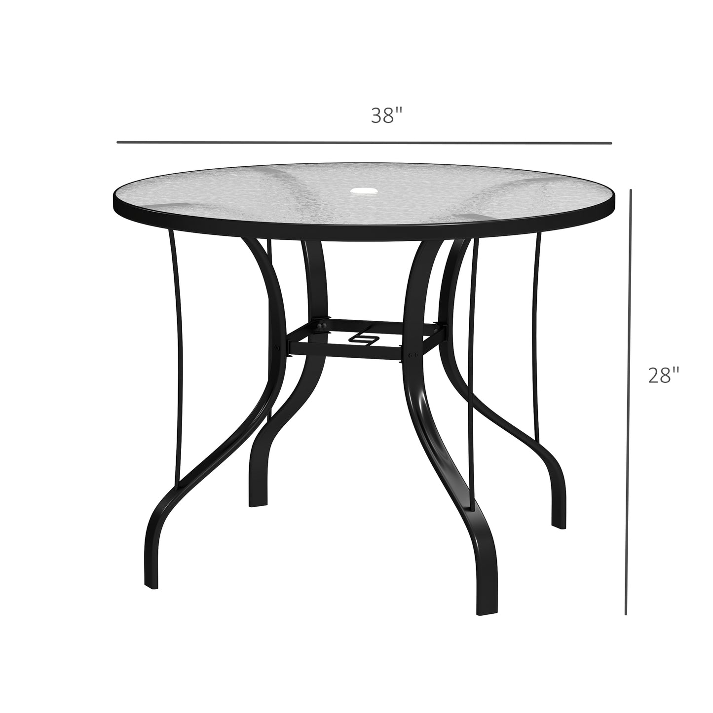 38" Round Outdoor Dining Table with Umbrella Hole - Black