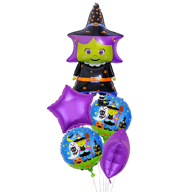 Halloween Themed Aluminum Film Balloons - 5-Piece Set for Parties & Decorations