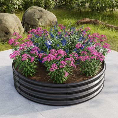 2-Pack Tall Round Metal Garden Bed - Raised Planter Box for Vegetables & Flowers