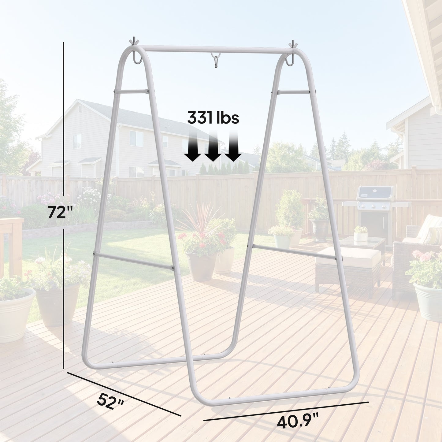 Heavy Duty A-Frame Hammock Chair Stand - 330 lbs Capacity, White
