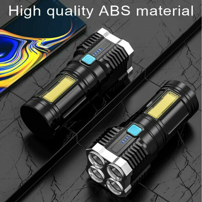 Rechargeable Tactical LED Flashlight with 4 Modes, Waterproof 500m Beam