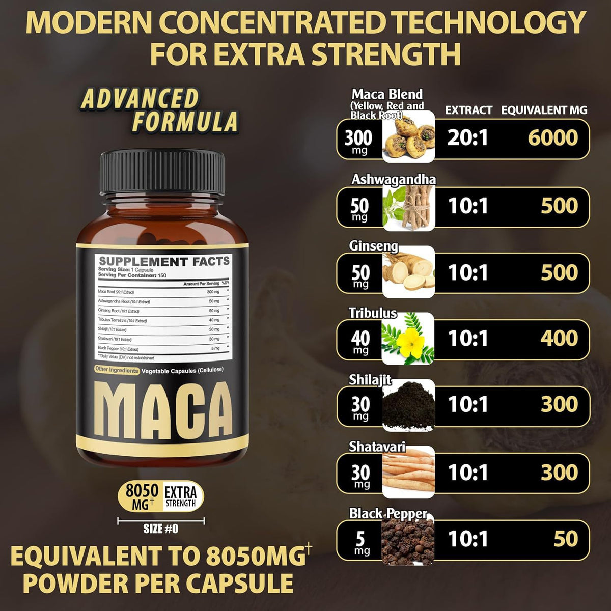 Maca Capsules - 60 Count Bottle