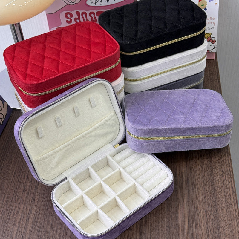 Portable Jewelry Storage Box with Velvet Interior - Compact & Stylish