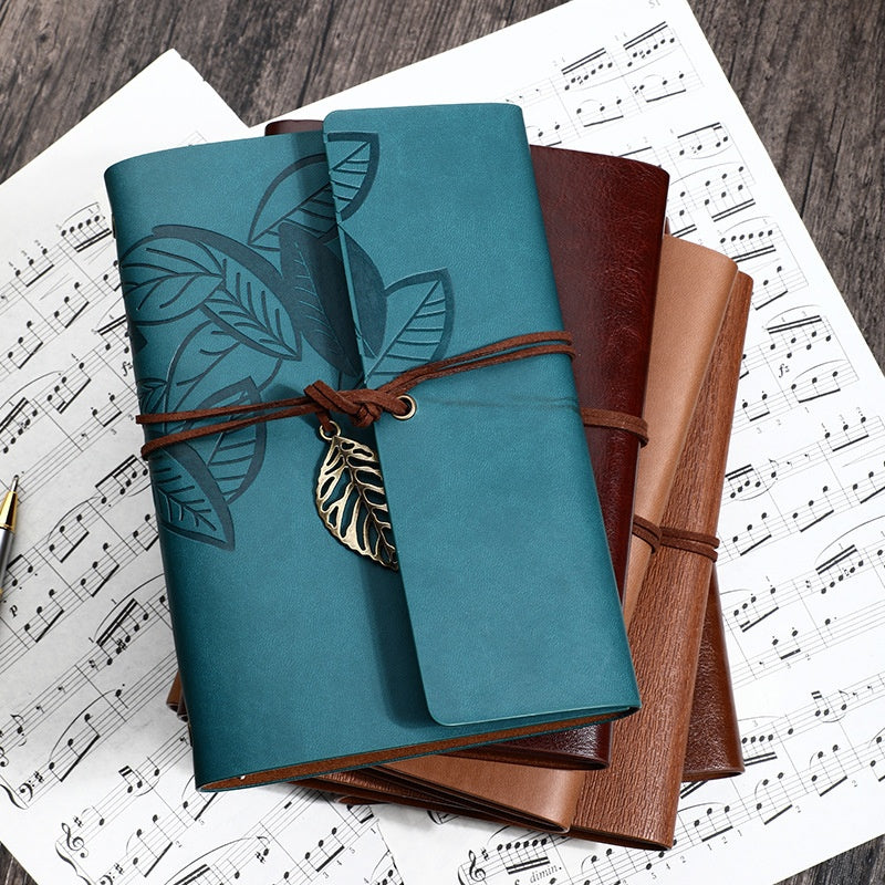 Vintage Travel Notebook - Loose Leaf Diary with Imitation Leather Cover