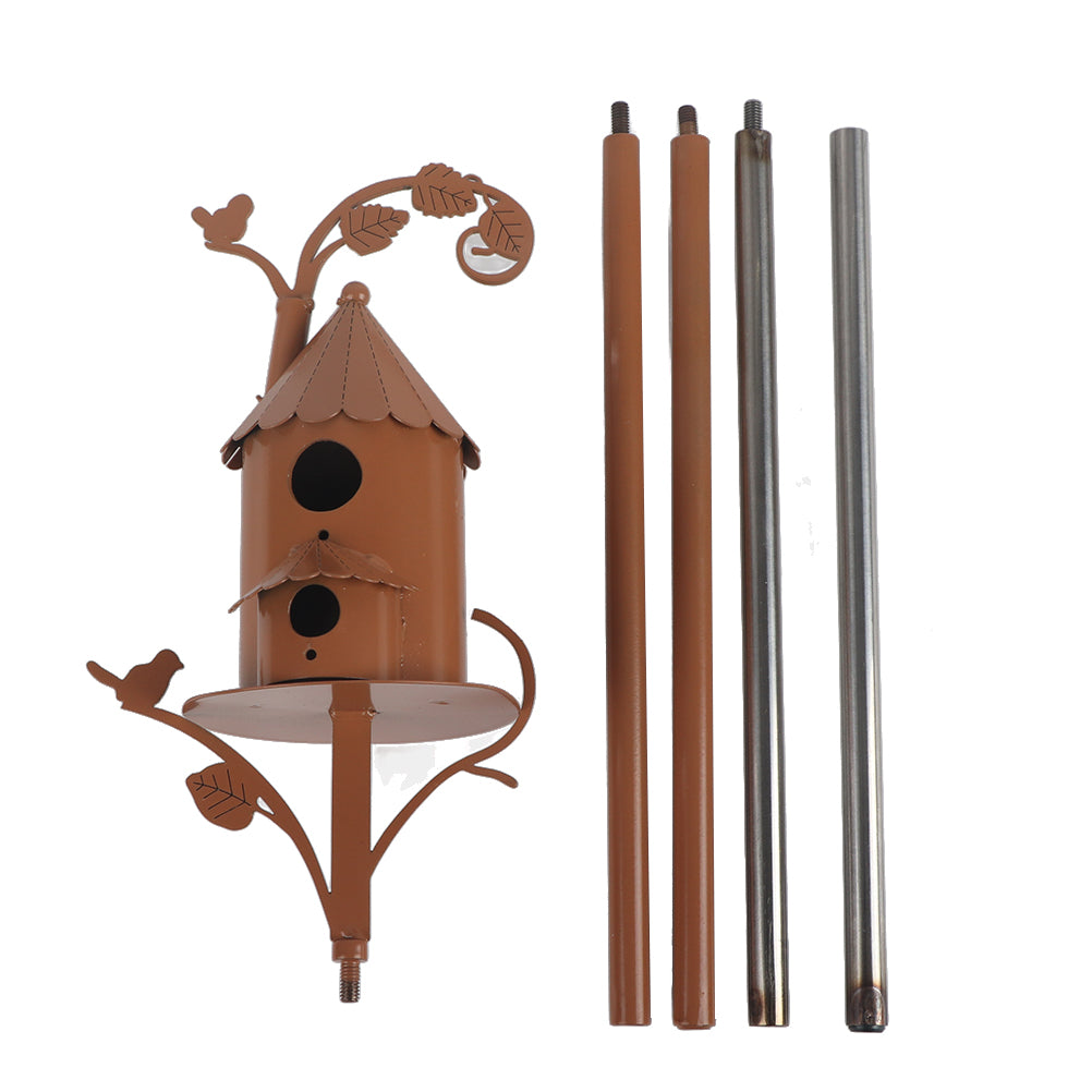 Metal Bird House with Stake - Durable Garden Decor