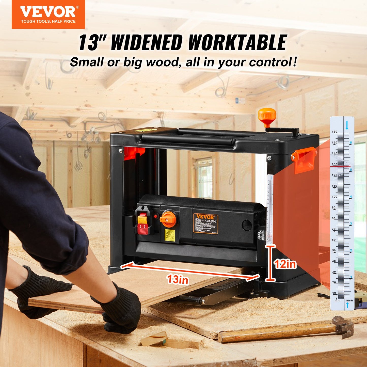 13-Inch Thickness Planer - Two-Speed Three-Blade 15-Amp Woodworking