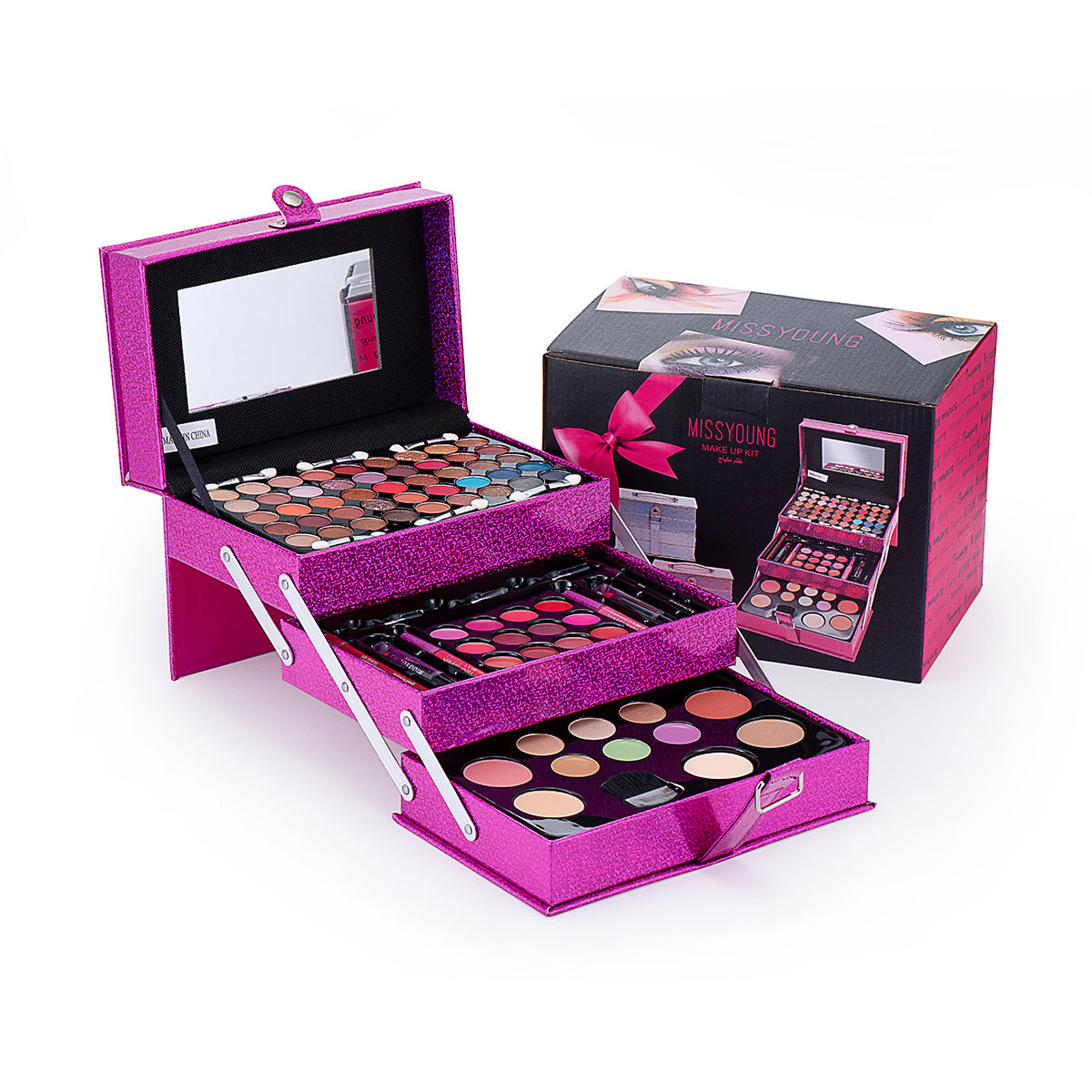 Makeup Set with Eyeshadow, Lipstick, Lip Gloss & Blush - Multiple Colors