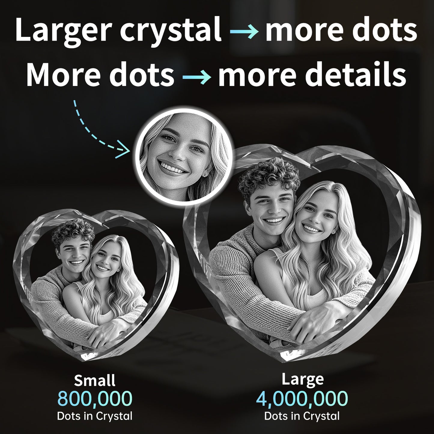 Personalized 3D Crystal Photo Gift - Custom Engraved Heart Keepsake