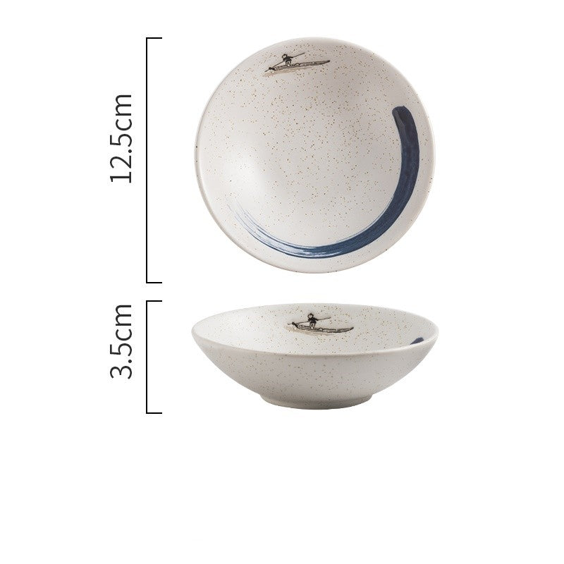 Japanese Style Small Round Shallow Porcelain Bowl for Vegetables & Seasonings