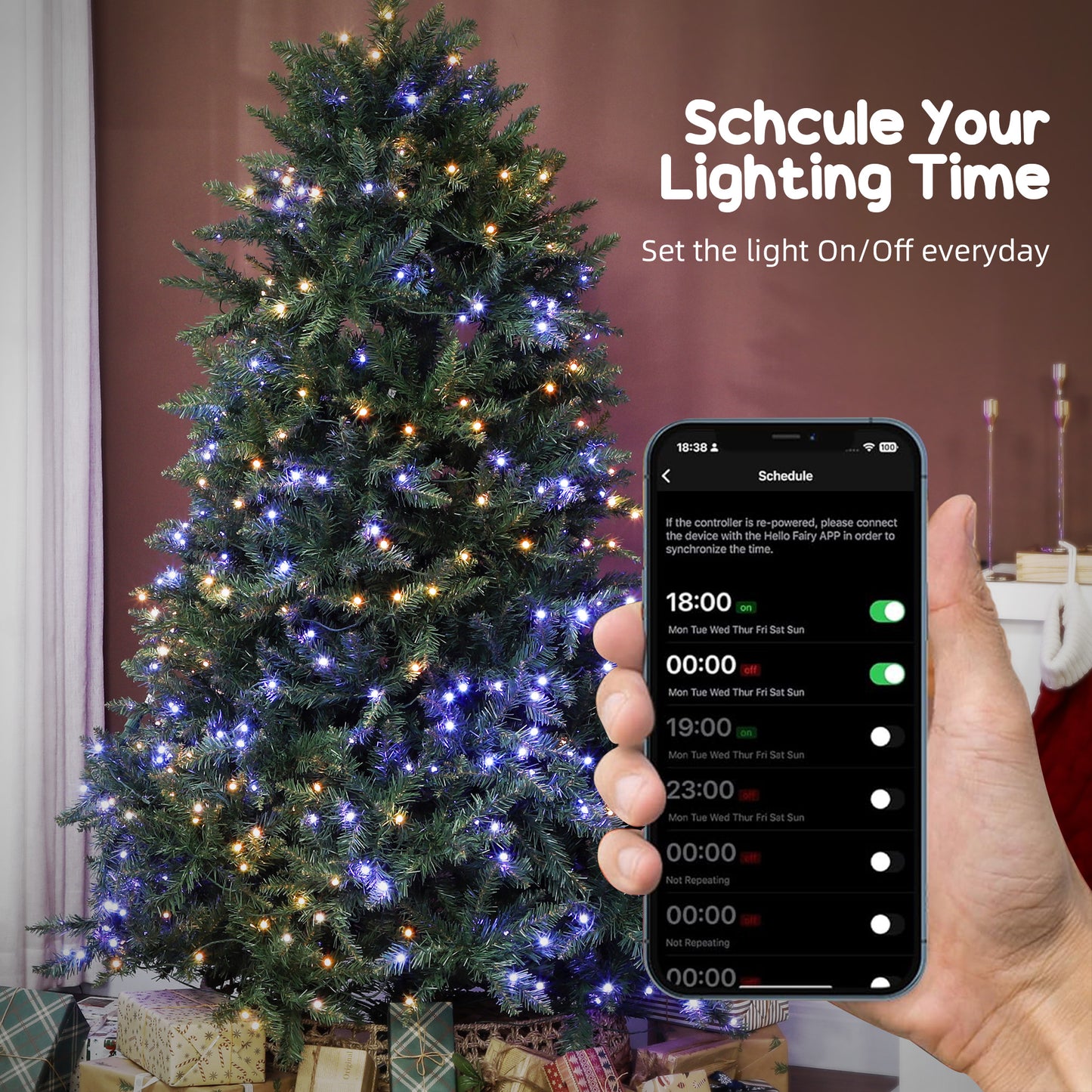 6ft Prelit Christmas Tree with Smart App Control & Full Spectrum LEDs