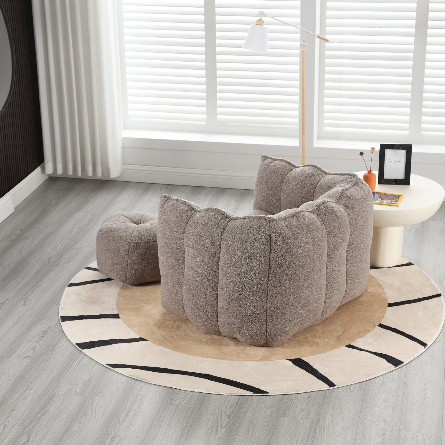 Coffee Soft Bean Bag Chair with Foam Filling - Comfortable Lazy Sofa