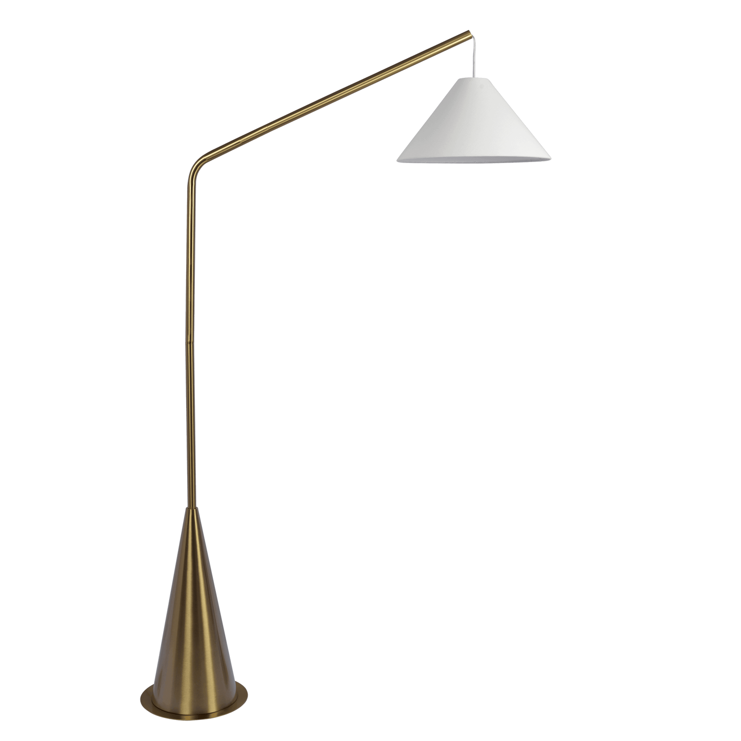 Lisbon Black Floor Lamp With On Off Coned Base Hanging White Fabric