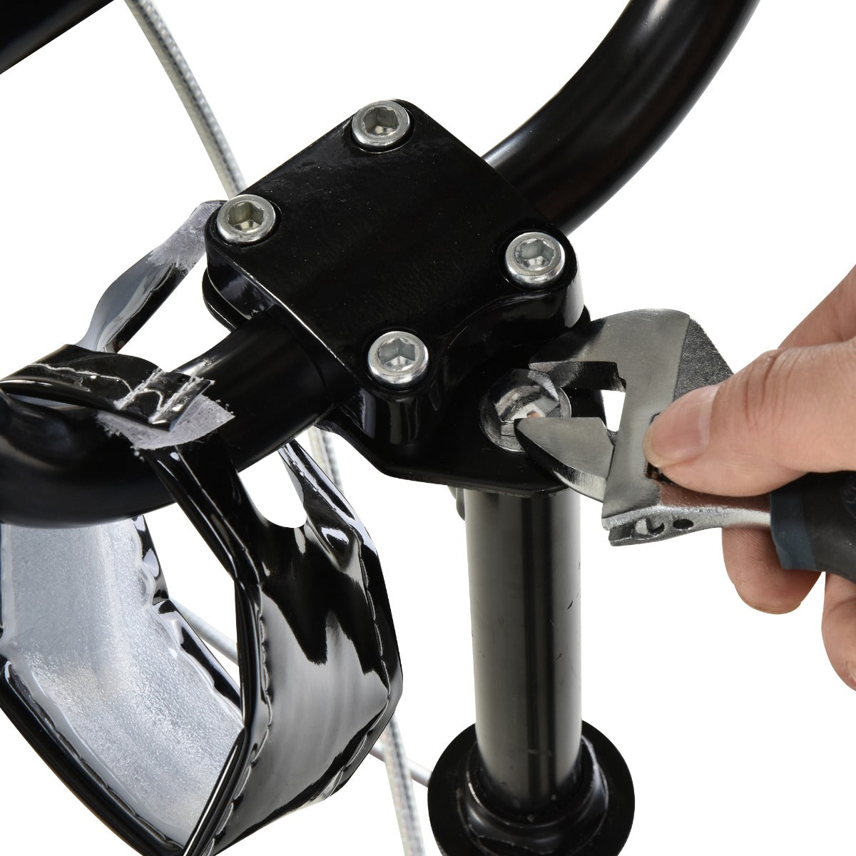 Adjustable White Toddler Scooter with Inflatable Wheels & Dual Brakes