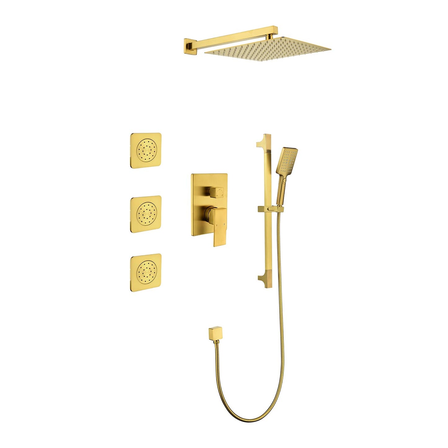 Brushed Gold Shower System - Rain Shower Head & Hand Shower