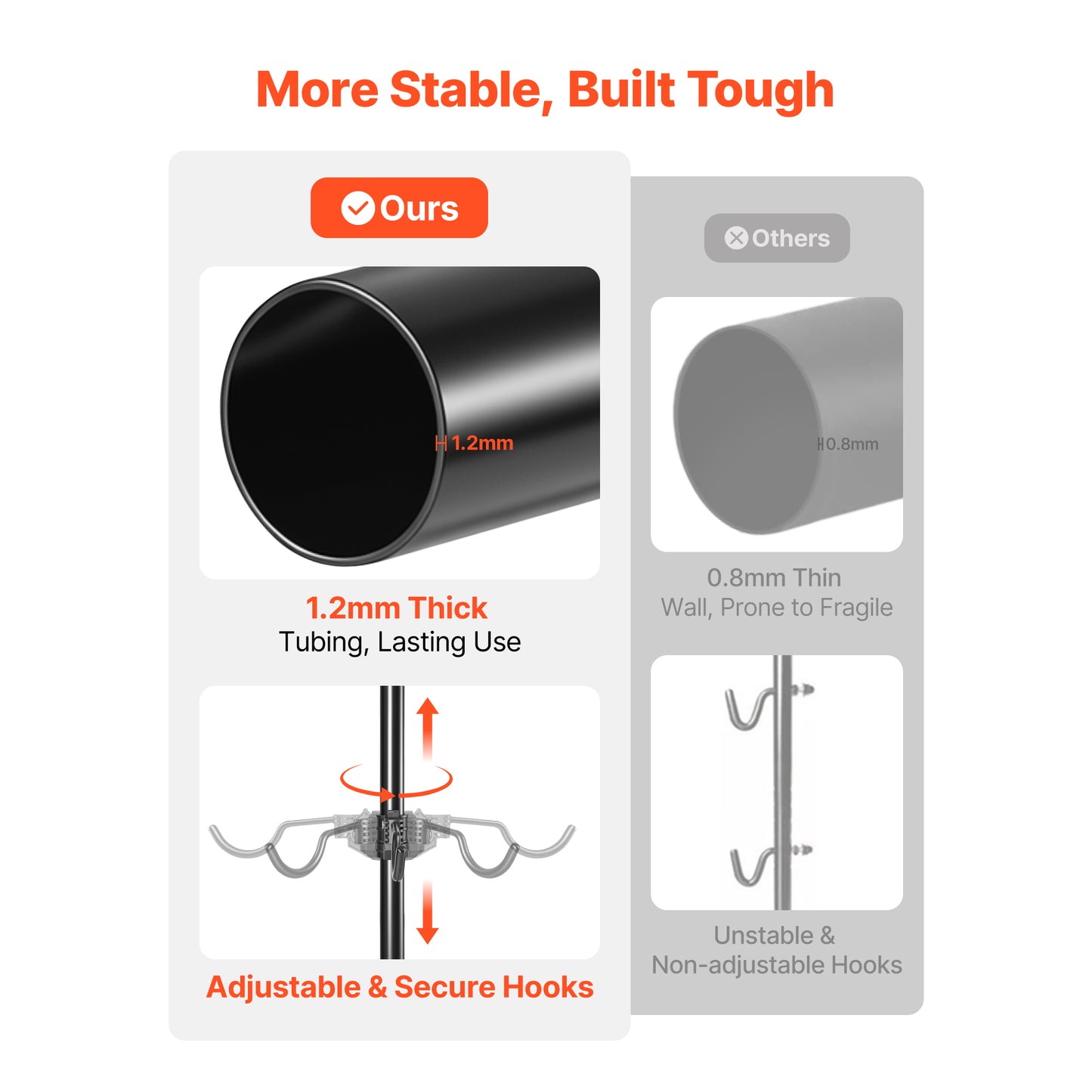 Heavy-Duty Bike Storage Rack for 4 Bikes - Freestanding Vertical Bicycle Stand with Adjustable Hooks, Steel Garage Floor Bike Rack