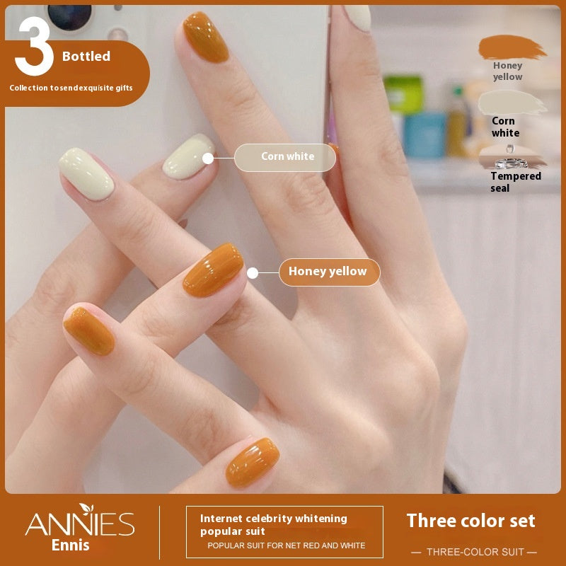 Three-Color Gel Nail Polish Set for Manicure - Nude, Purple, Orange