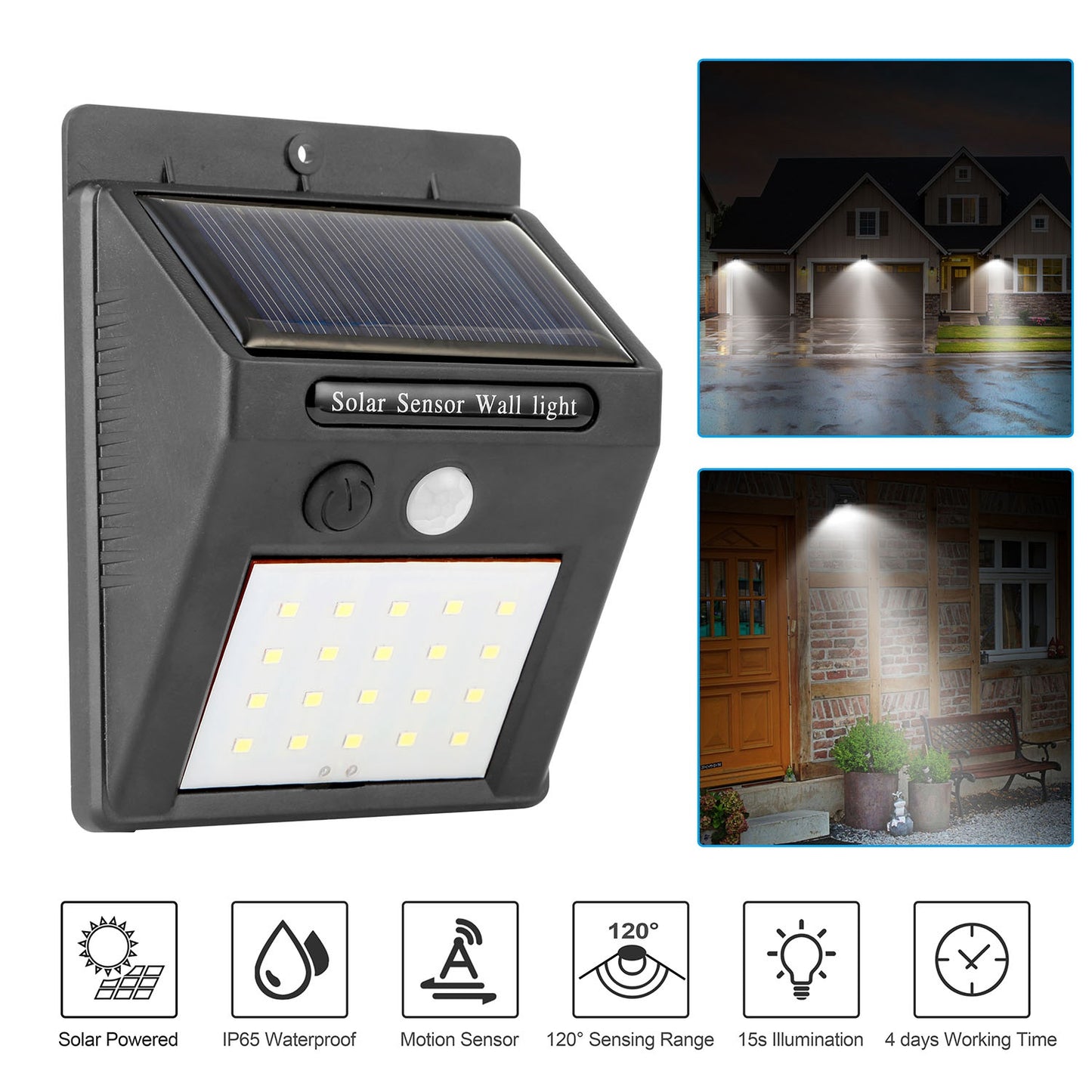 Outdoor Solar Motion Sensor Light with 20 LEDs Waterproof IP65 Garden Pathway