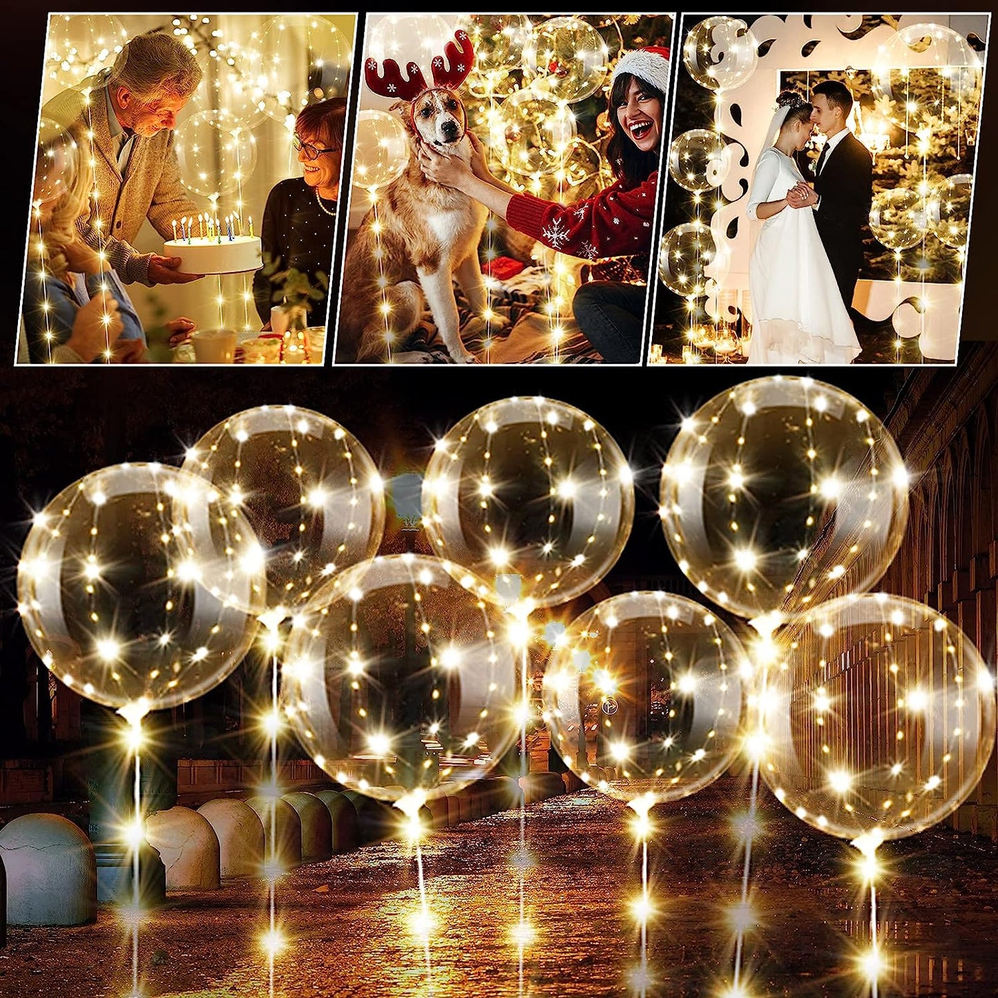 Light Up Balloons - 10PCS Clear LED Balloons with String Lights