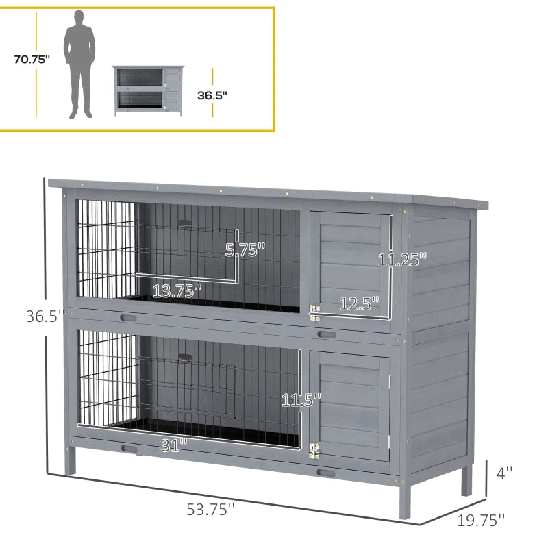Large 2-Story Rabbit Hutch Pet House with Lockable Doors and Removable Trays