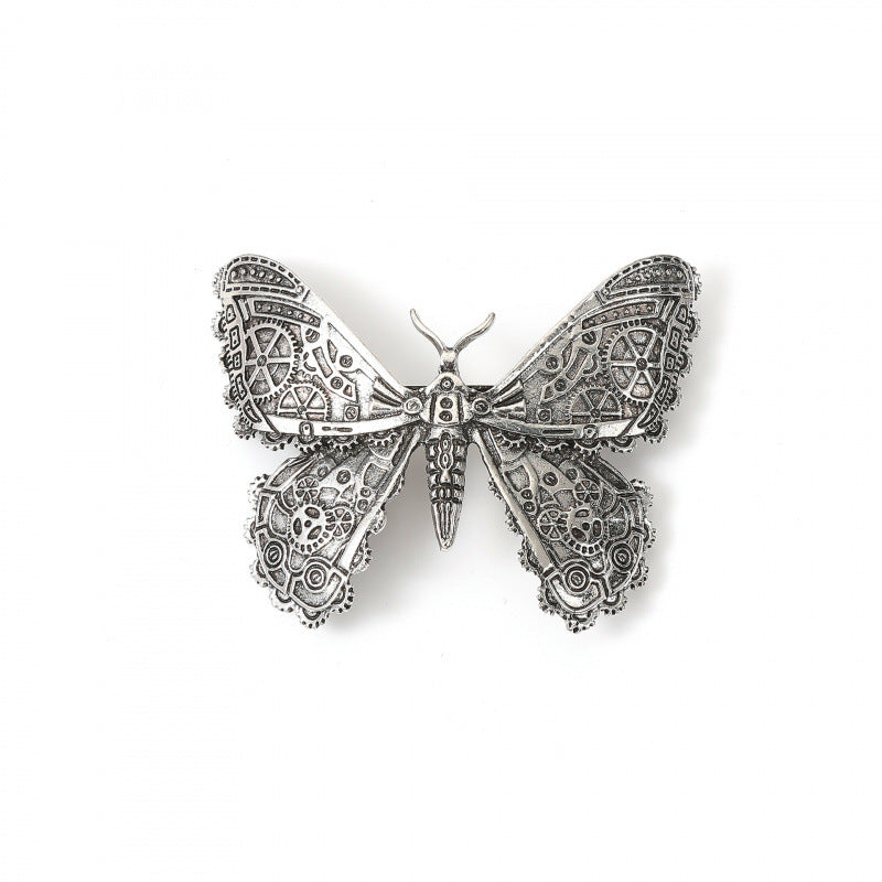 Retro Gothic Mechanical Butterfly Hair Clip - Unisex Metal Hair Accessory