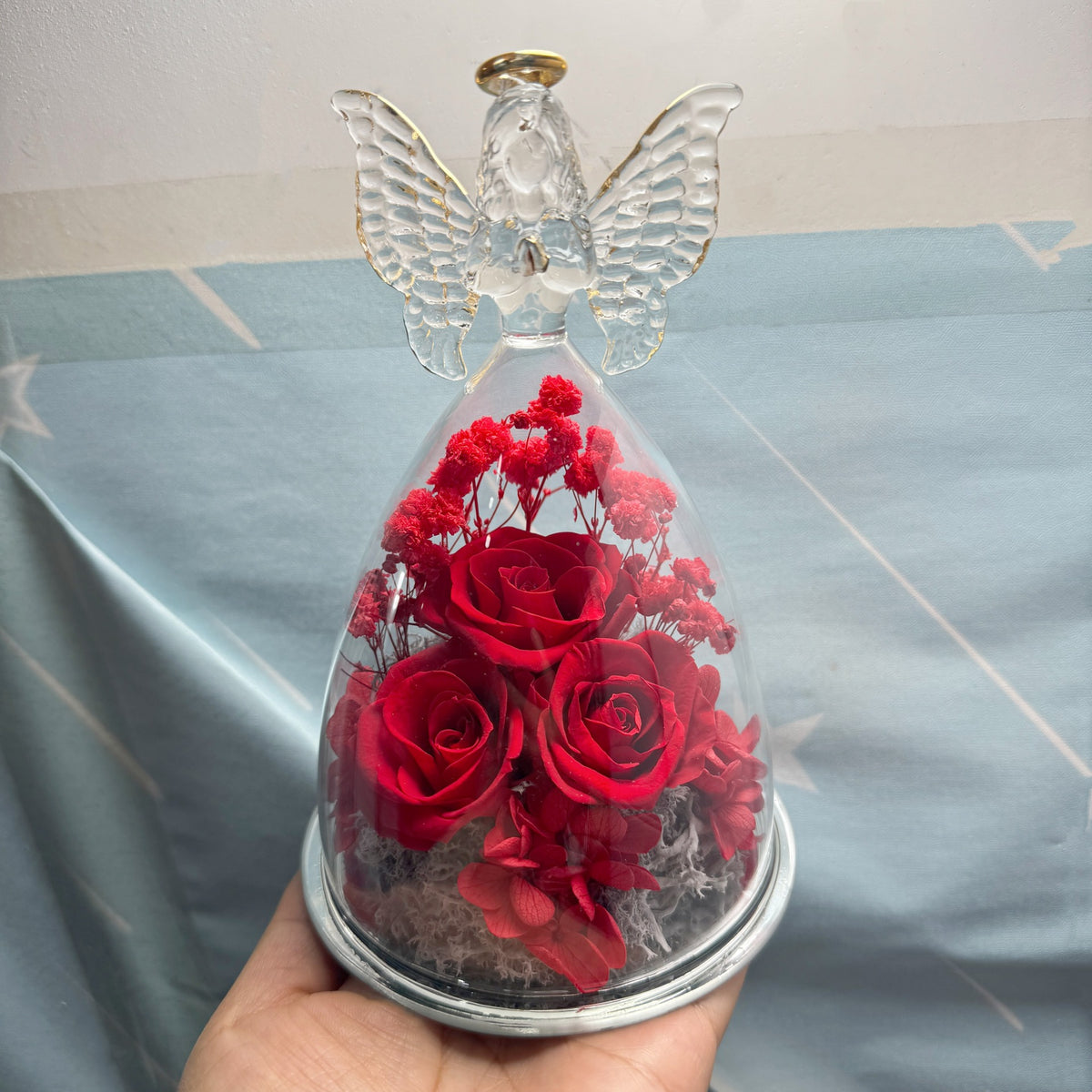 Christmas & Valentine's Day Rose Bouquet Ornament with Light - Handmade Gift