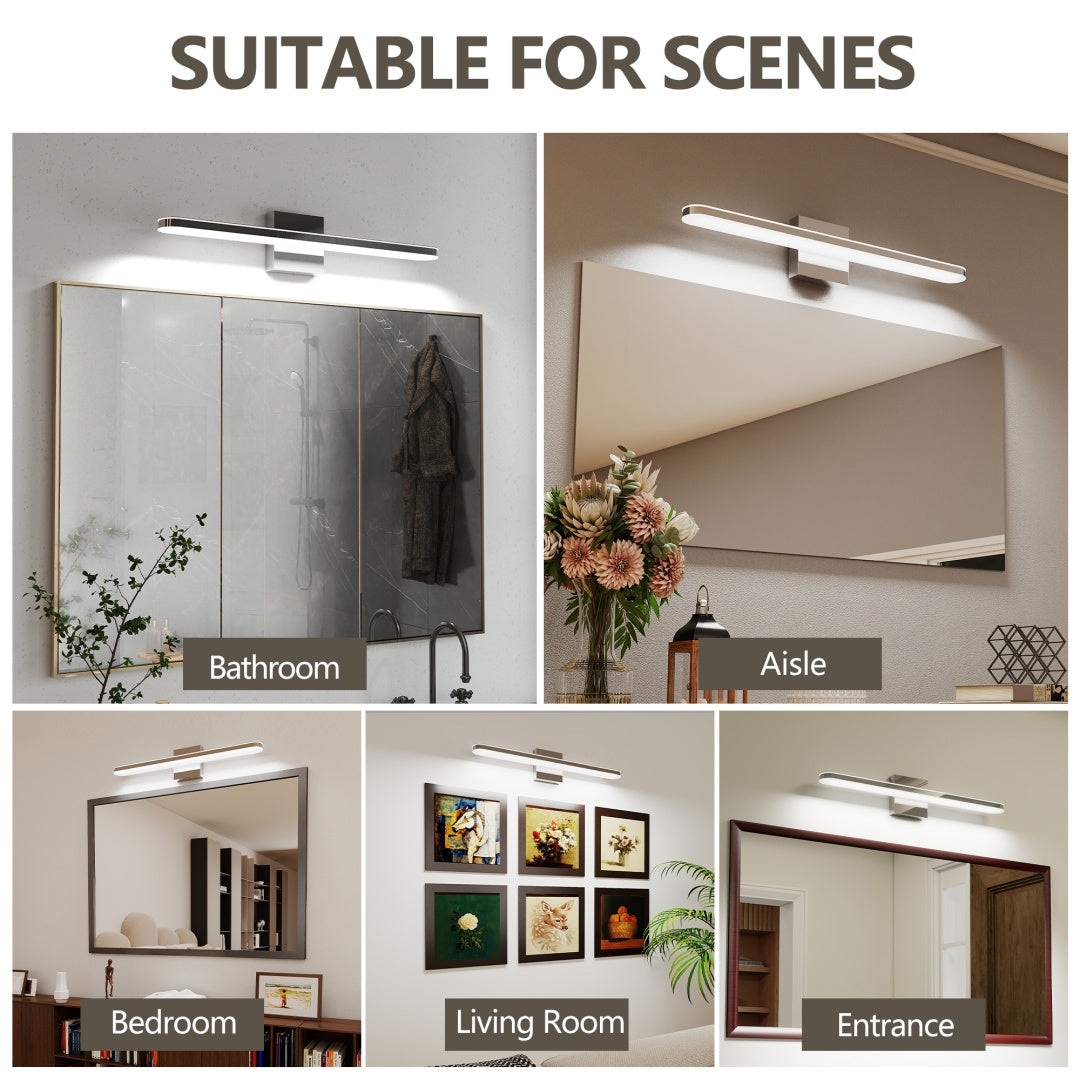 24 Inch Dimmable LED Bathroom Vanity Light Chrome Wall Fixture