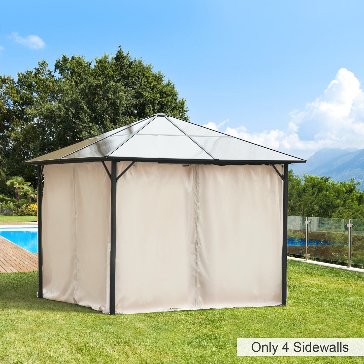 9.84' x 9.84' Gazebo Sidewall Set with Hooks & C-Rings - Beige