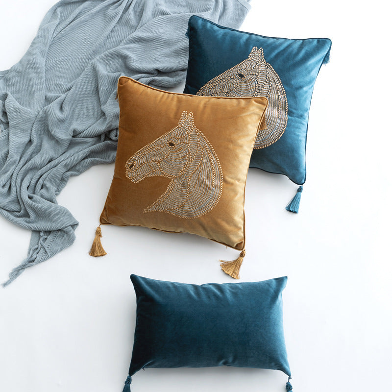 Horse Head Pillow Cover for Bedside & Home Decor - Plush Cushion Case