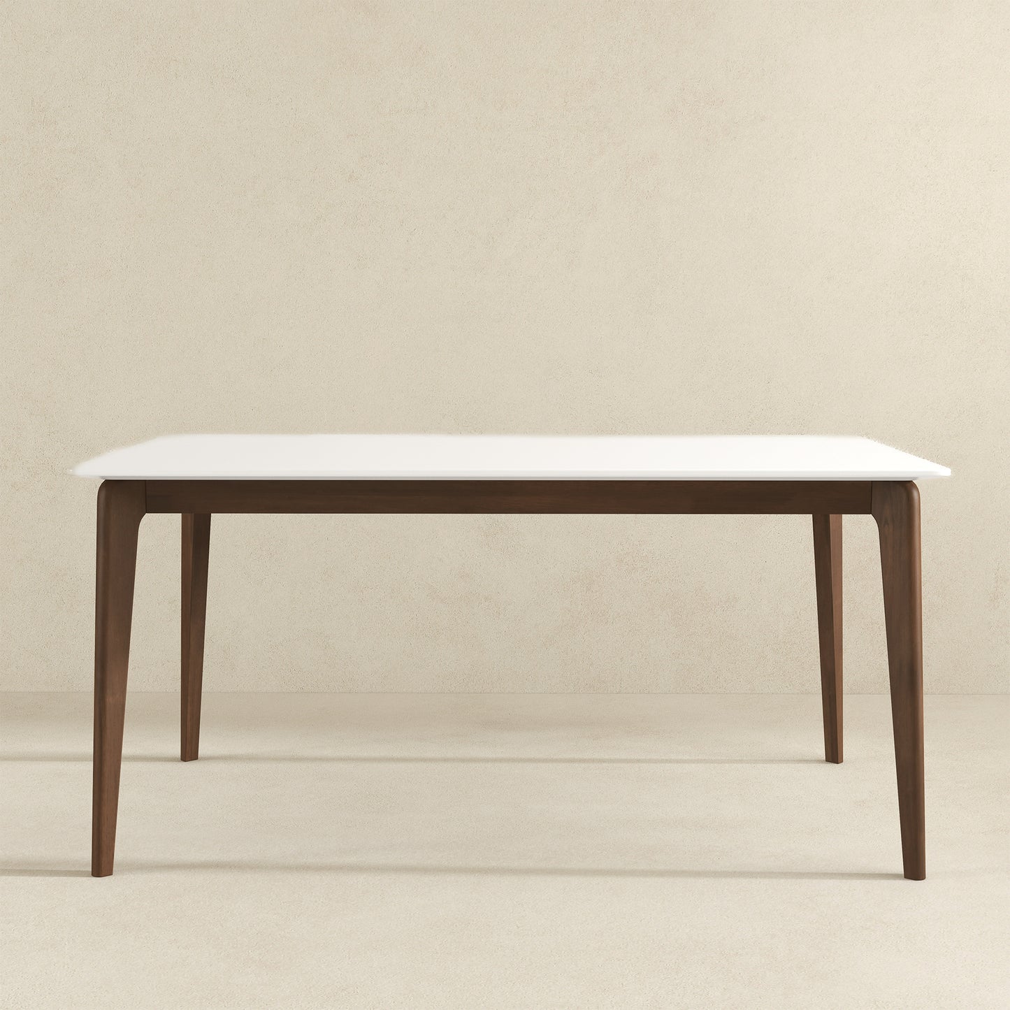 Lindsey Mid-Century Modern Solid Wood Dining Table With White Top And